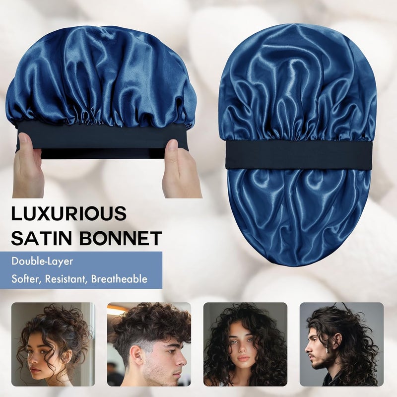 Doitory Store Satin Silk Bonnet for Sleeping, Double Layer Silk Sleep Cap for Men & Women, Soft Satin Lined Bonnet for Curly Hair - Image 2